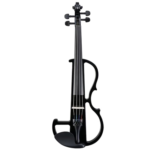 Electric Violin 4/4 Kit, Beginner Violin for Adults, Students,Full Size Violin Set with Case, Bow, Rosin, and Headphones,Black Violin