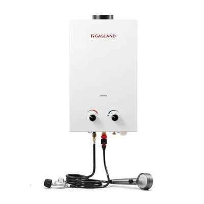 GASLAND BS264 Outdoor Propane Tankless Water Heater 2.64GPM, 10L Portable Hot Water Heater for Cabin, Barn, Camping, RV, Overheating Protection, Easy to Install, White