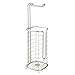 mDesign Steel Freestanding Toilet Paper Holder Stand and Dispenser Stand with Storage for Extra Toilet Paper in Bathroom - Holder 3 Mega Rolls of Toilet Tissue - Omni Collection - Satin