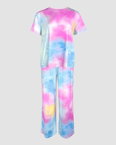 Image of CHICME Womens Pajamas Sets 2 Piece Short Sleeve Lounge Set Printed Loose Pants Pj Sets Loungewear Set