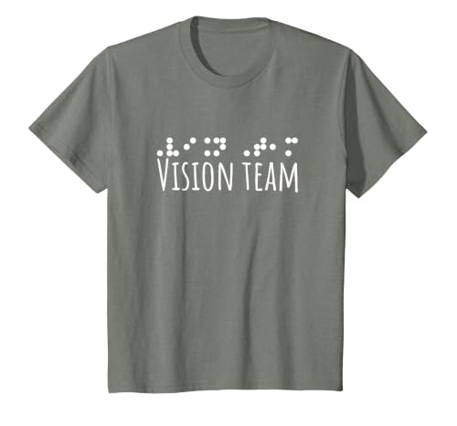 Vision Team PVI Visual Braille Unisex Men Women School T-Shirt, Youth, Olive Heather, Large