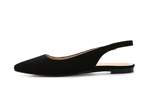 ComeShun Womens Sexy Pointed Closed Toe Flats Comfortable Black Slingback Suede Pumps Size 9 - Thumbnail 2