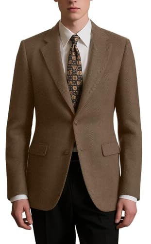 Mens Tweed Blazer Retro Wool Blend Suit Jackets Herringbone Two Button Sport Coat Prom Business Casual Wedding2