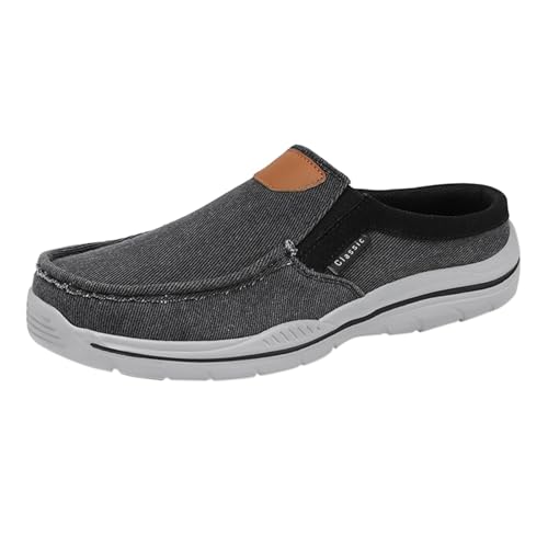 Zapatos de lona de ajuste ancho para hombre, mocasines para caminar, ligeros, informales, con puntera cerrada, zapatos ortopédicos antideslizantes con soporte de arco, calzado cómodo para el día a día