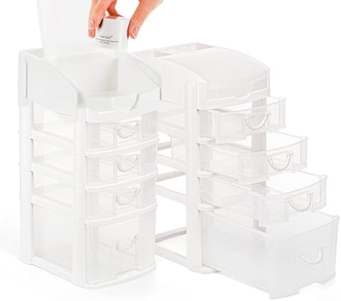 Stackable Storage Drawers Set Of 20, Plastic Drawers Organizer For Small Parts Screw Craft Organizer, Mini Drawer Organizer With Dividers And Paper Labels(GREY