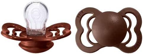 BIBS Supreme Soother 2-Pack, BPA Free Dummy Pacifier, Symmetrical Nipple. Silicone, Size 1 (0-6 Months), Woodchuck/Blush