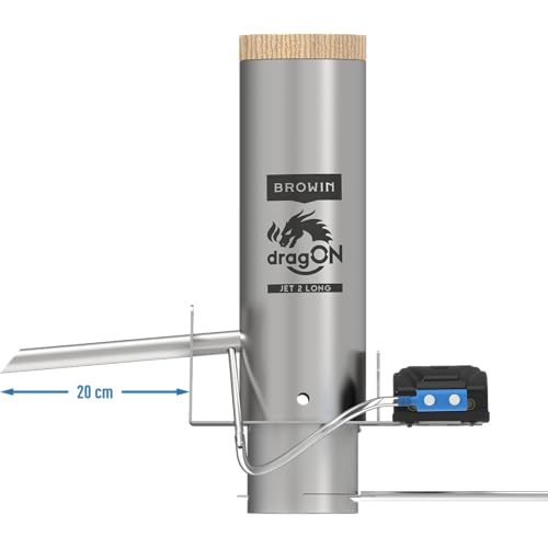 BROWIN® Rauchgenerator DragON Jet 2 Long mit Aschenbecher und Pumpe 330146 | Kaltrauchgenerator aus Edelstahl | für jeden Räucherofen | innovative Düse | Perfekter Rauchgenuss