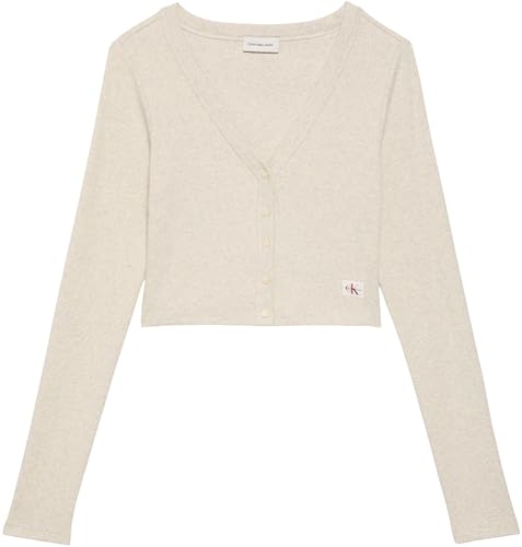 Cardigan Calvin Klein de punto para mujer con botones y woven label 6