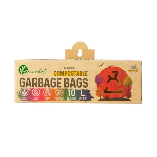Image of GREENDOT BIOPAK Garbage Bags For Dustbins, Large Size 30 Bags(3 Rolls), 24x32 Inches, Biodegradable & Compostable Within 180 Days, Eco-Friendly Trash Bags For Wet & Dry Waste, Leak Proof &Thick