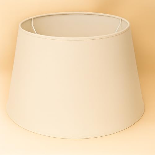 40 cm Abat-jour, Cône, Tissu en Coton avec dos en PVC blanc, Produit fait main, pour Lampe de table, Lampadaire (Ivoire)