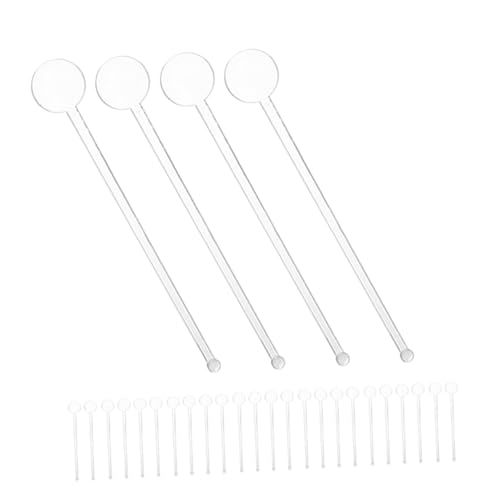 Cabilock 40Pcs Reusable Plastic Cocktail Sticks Transparent Drink Stirrers for Coffee Whiskey Cocktails Beverages for Home Bars Cafes