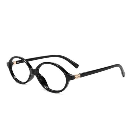 Image of Slocyclub Fashion Oval Blue Light Blocking Glasses for Women Men Vintage Oval Small Frame Eyeglasses Retro Glasses, Black