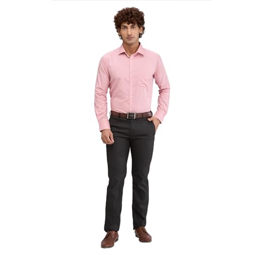 Image of Park Avenue Men Pure Cotton Slim Fit Structure Pattern Semi Cutaway Collar Formal Shirt