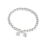 SOLBUM 925 Sterling Silver Handmade Strand Chain Bracelet 4mm Bead Ball Stretch Bracelets for Women Girls Silver Jewelry Gift (Color 3-One Size)