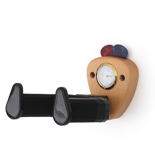 Guitar Hanger Wall Mount Premium Wooden with Hygrometer-Securely Hang and Display Your Guitar, Bass, or Ukulele-Rotatable and Non-slip-Perfect for Living Room,Bedroom, Music Studio,and More (1 pack)