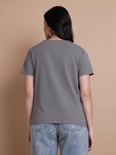 Image of TWIN BIRDS Women's Cotton Elastane T-Shirt | Stretchable Lightweight Casual Round Neck Solid Plain Tee | Soft Breathable Fabric Top | Short Sleeve Everyday Wear
