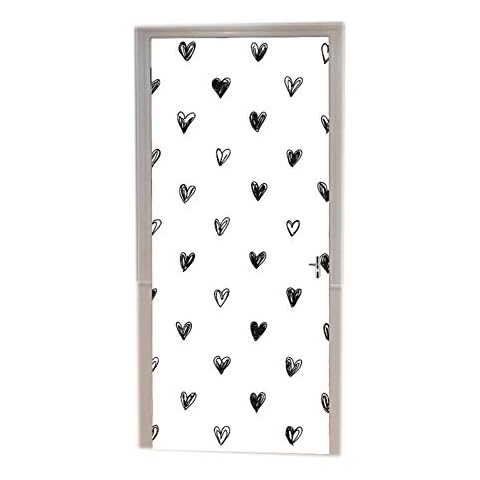 A.Monamour 3D Doodle Hearts Door Stickers Cover