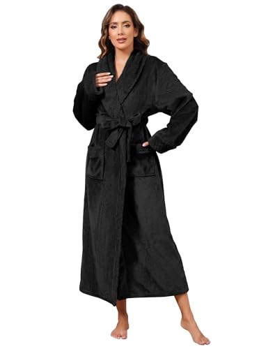 Image of Hellomamma Long Bath Robe for Womens Plush Soft Fleece Bathrobes Nightgown Ladies Pajamas Sleepwear Housecoat