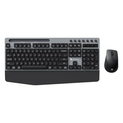 Image of Portronics Key10 Combo Wireless Keyboard and Mouse Set with Wrist Rest, Multimedia Hotkeys, USB Receiver, Adjustable DPI, AI Assistance, Long Key Life & Click Life for PC & Laptop (Grey)