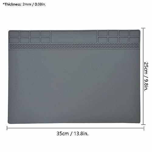 Image of Yankok [Anti-Static Mat Gray 13.8 x 9.8 in.] Table Desk ESD Grounding Mats Silicone Solder Pad Electronics Repair Platform with Screw Notches (35 x 25 cm, Heat Resistant, Non Magnetic)