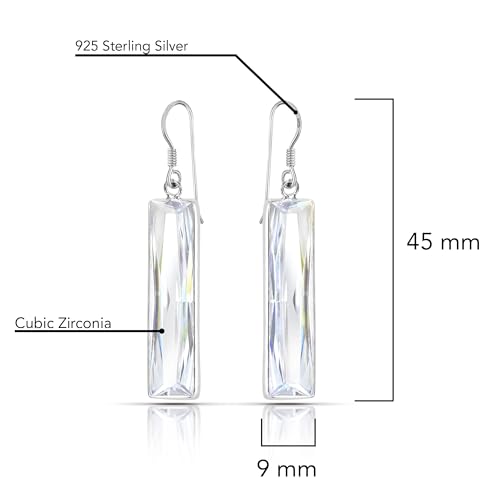 AeraVida Modern Sterling Silver Dangle Prism Earrings - Long Crystal Rectangle Earrings4
