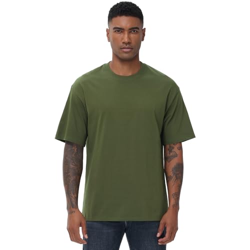 Image of KEEPSHOWING Mens Oversized T-Shirts, Cotton Loose Fit Crewneck Short Sleeve Casual Tees Workout Gym Basic Tops