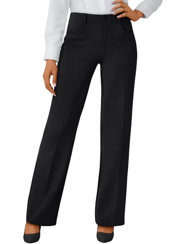 LILLUSORY Women Straight Leg Dress Pants High Waisted Business Casual Work Trousers with Pockets