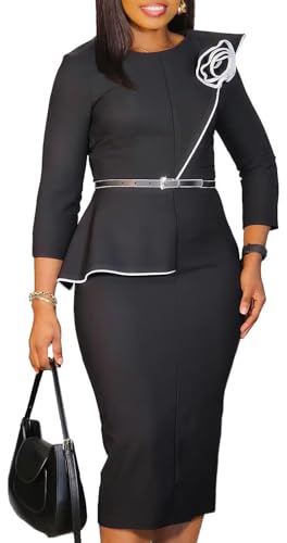 Women's Bodycon Pencil Dress Church Teacher Office Work Sheath Suiting Dresses