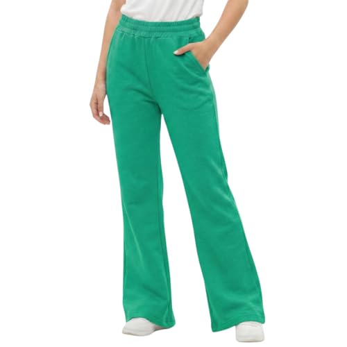 Image of WELAKEN Girls Sweatpants for Casual & Athletic - Kids Flared Pants Bell-Bottom Trousers with Pockets