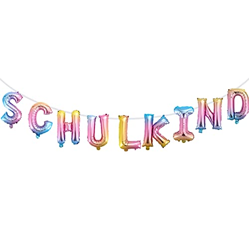 Einschulung Deko, Schulkind Folien Ballons Schulanfang Luftballon Girlande, Girlande Schulanfang Banner, Schulkind Deko für Junge Mädchen Schuleinführung Schulstart Kinder Geschenk zur Einschulung Cover