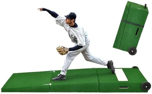 Foldable Portable Pitching Mound w/Rubber & Wheels for Baseball and Softball Training,Indoor Outdoor Practice