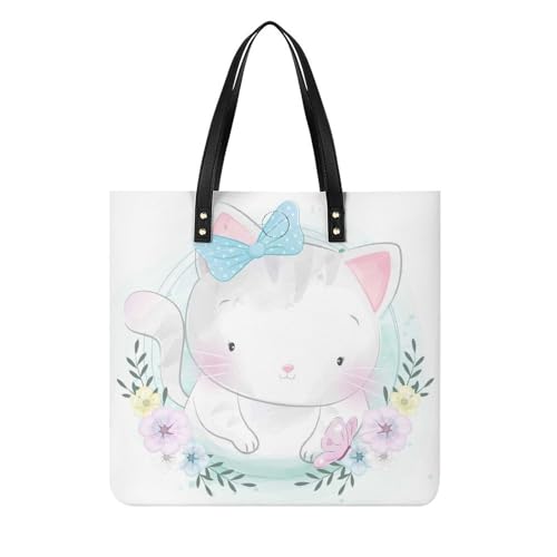 Grand sac cabas chat blanc femmes grand format épaule pour shopping