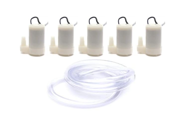 SP Electron Mini Water Pump DC 4V 12V Micro Submersible Motor Pump + 1M Clear Vinyl Tubing Flexible PVC Tubing for Fish Tank Fountain Aquarium Garden Plant Flower (5 PUMP + 5 M PIPE) (B0D135Q13K) Amazon Price History, Amazon Price Tracker