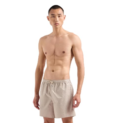 Armani Exchange Men's Swim Trunk with All Over Block Letter Ax Logo