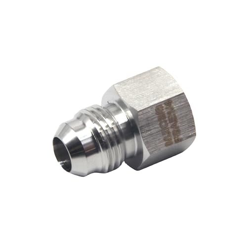 Image of HFS(R) 1 /4 inch Female SAE to 3 /8 inch Male JIC Flare Pipe Fitting Reducer Adapter Stainless Steel 304 (1 /4 inch FSAE x 3 /8 inch MJIC)