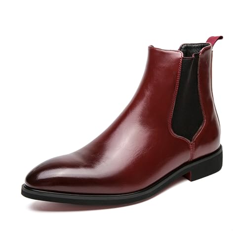 ADMLZQQ Men's Chelsea Boots Leather Lightweight Casual Chukka Ankle Boots Classic Elastic Dress Boots for Men
