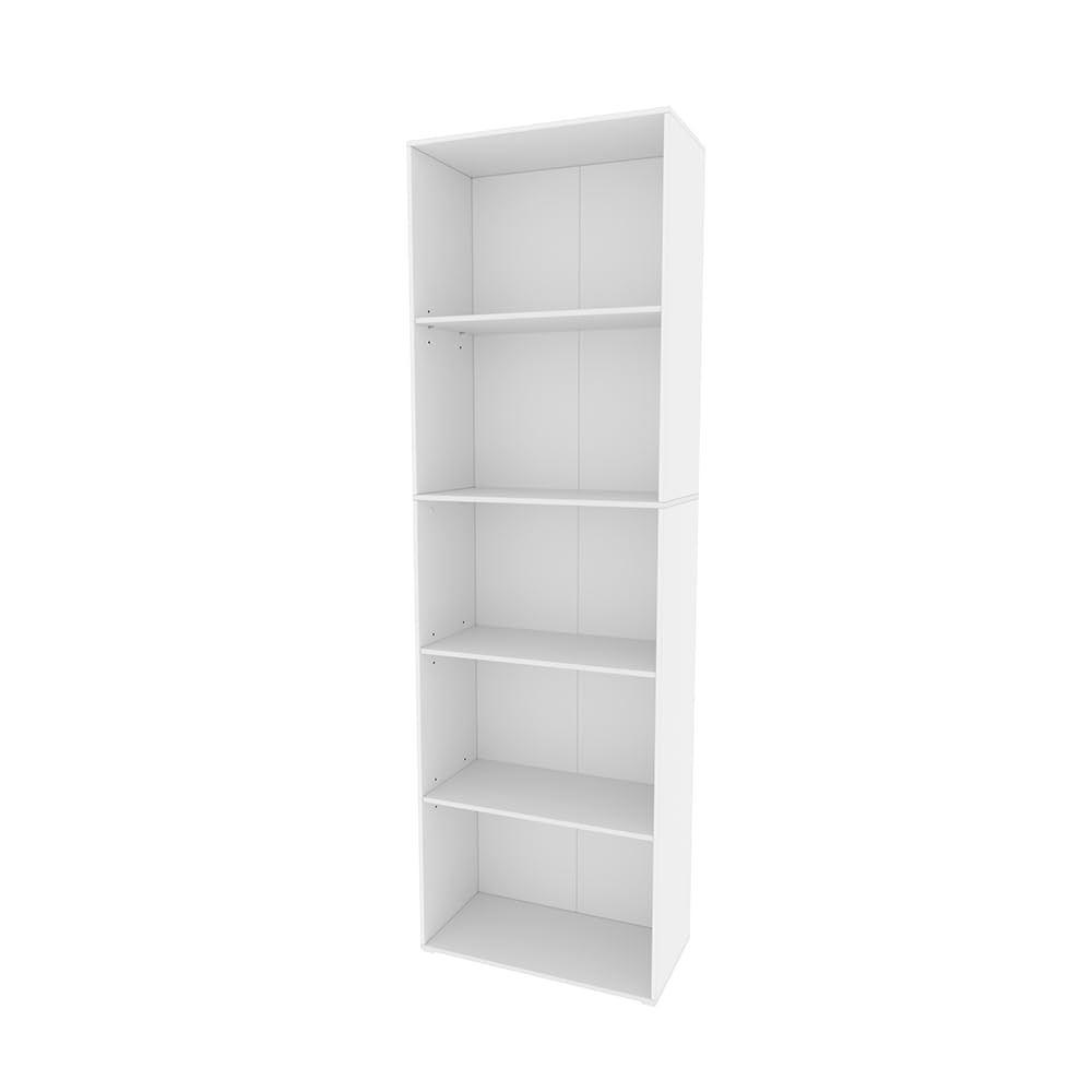 Vicco Librería Bob, Blanco, 60 x 190 cm | con 5 compartimentos, para almacenar y presentar libros y carpetas