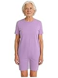 SINLEEY PFLEGEOVERALL KURZARM DAMEN HERREN DEMENZ EINTEILER MIT REISSVERSCHLUSS AM RÜCKEN ALZHEIMER PFLEGE OVERALL PFLEGEBODY KURZ FÜR ALZHEIMER SENIOREN INKONTINENZ LAVENDEL M
