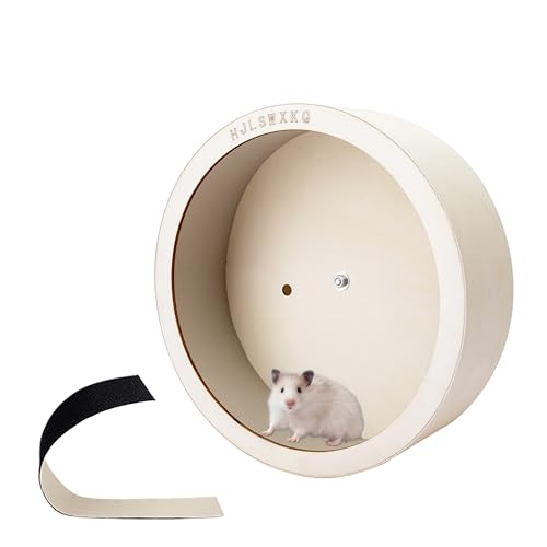 HJLSWXKQ 15inch Wall-Mount Silent Chinchilla Wheel - Wooden Exercise Wheel with Removable Washable Track for Hamster Hedgehog Rat Syrian Hamster (15in)