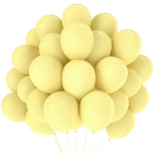 DAZAKA Ballons Jaune Pastel | 50 Pièces - 12' 30 cm - LATEX NATUREL Biodégradable | Ballon Gonflable Hélium | Ballon Baudruche | Décoration pour Mariage, Anniversaire, Baptême, Fete