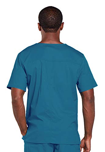 Image of Cherokee Scrubs for Men & Women V-Neck Scrub Top with 4 Pockets, Cotton Blend Soft Stretchy Easy Care Nursing Uniform - 4725