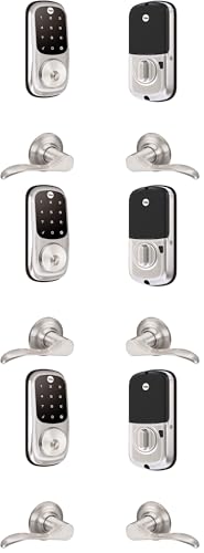 Image of Yale Security B-YRD226-ZW-NW-619 Yale Assure Lock Z-Wave Norwood Works with Ring Alarm, Smartthings, and Wink Smart Touchscreen Deadbolt with Matching Lever, Satin Nickel (Pack of 3)