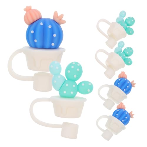 MOLUCKFU 6pcs Cute Straw Protectors Cartoon-themed Dust Covers for Straw Leak Easy to Clean for Drinks and Cups