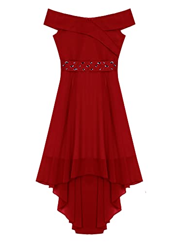 Off Shoulder Dresses for Kids Formal Flower Girl Dresses for Wedding Irregular Summer Sundress3