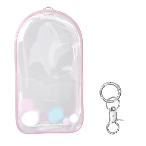 Sac de Présentation pour Poupées, 19,5 x 10,5 cm Étui de Transport en PVC Imperméable avec Pompons et Porte-Clés Sac Présentation Transparent pour...