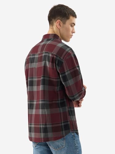 Image of The Souled Store Plaid: Black /Blue /Red Checks Long Sleeve Collared Neck Button Down Cotton Relaxed Fit Shirts for Men and Boys - Classic and Casual Wardrobe Essentials