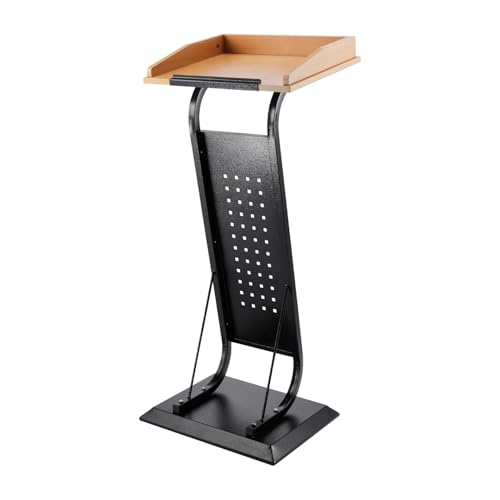 Image of Amazon Basics Lightweight Podium Lectern for Classroom, Office, Church & Events | CRCA Steel Frame with Beech Top | Sleek Modern Design | Easy Assembly | Black