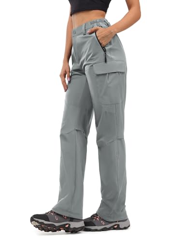 Moosehill Women's-Hiking-Pants-Cargo-Quick-Dry-Stretch-Lightweight Work Outdoor Pants with 5 Deep Pockets (Cloud