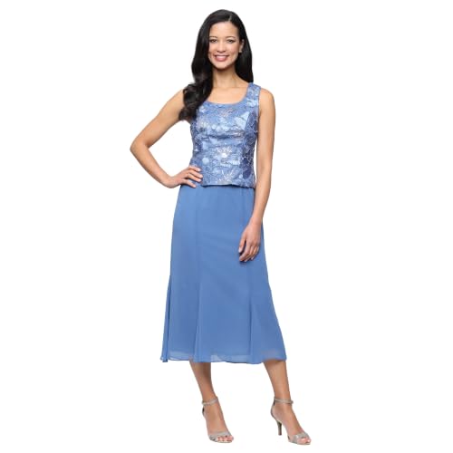 Image of Alex Evenings Women's Tea Length Jacket Dress, Perfect for Weddings, Formal Events (Petite and Regular Sizes)