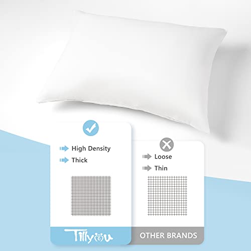 Image of TILLYOU Toddler Pillowcase 2 Pack with Zipper,Silky Soft Microfiber 13 inch x 18 inch Kids Travel Pillow Cases,White